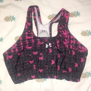 Girls Pink and Black Under Armour Sports Bra